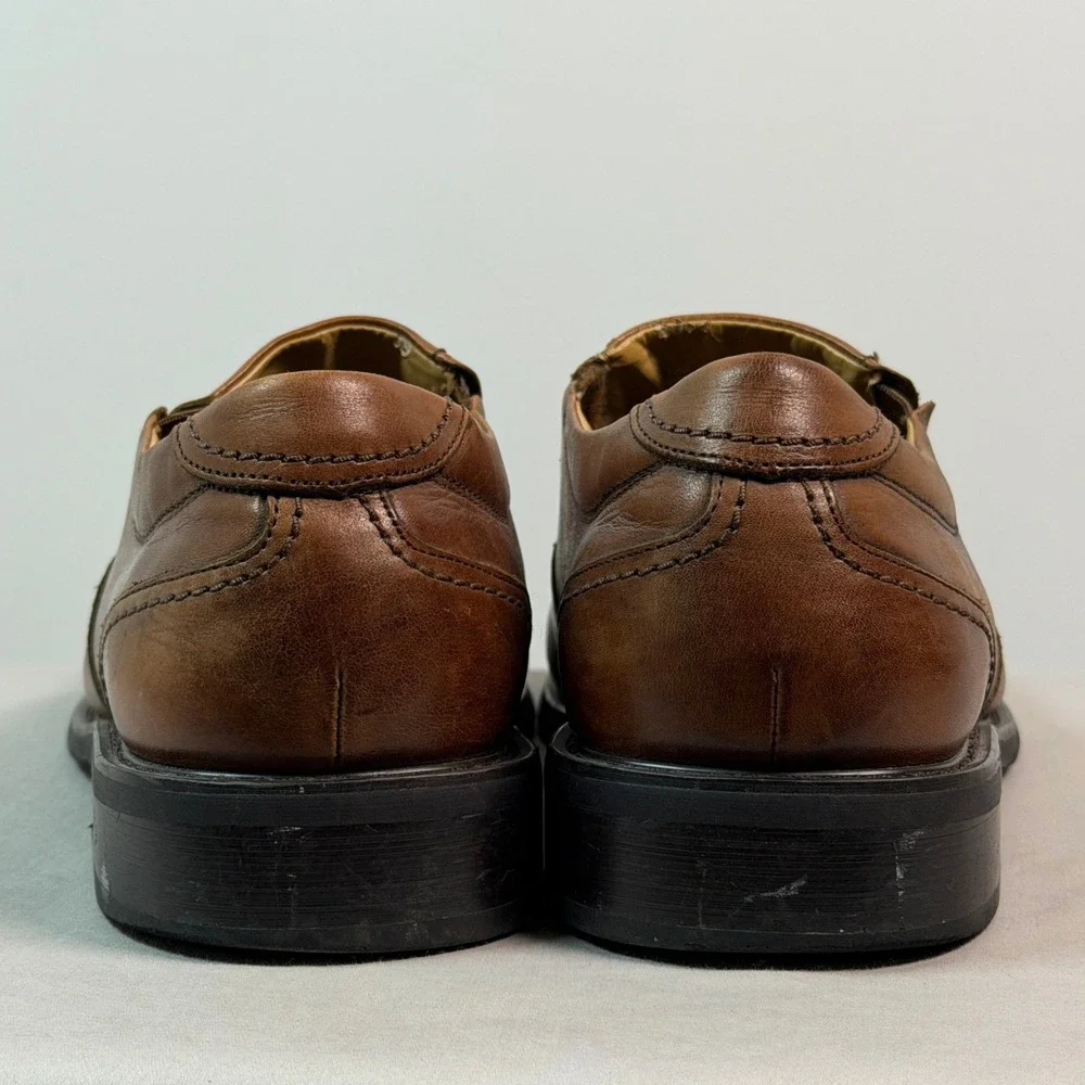 Merrell Mens 10M Brown Leather Square Toe Slip On Loafers Dress Shoes